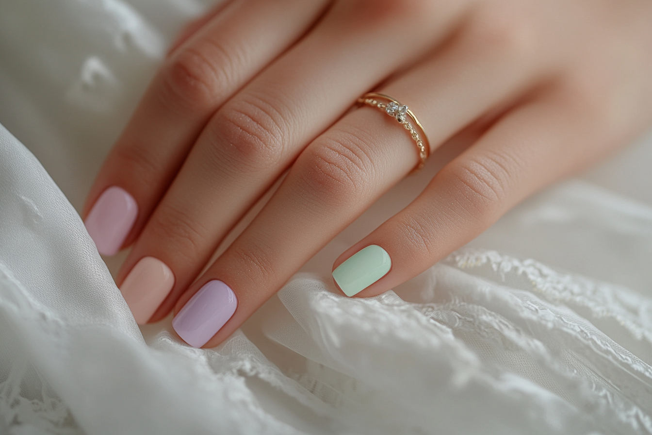 manucure pastel mariée