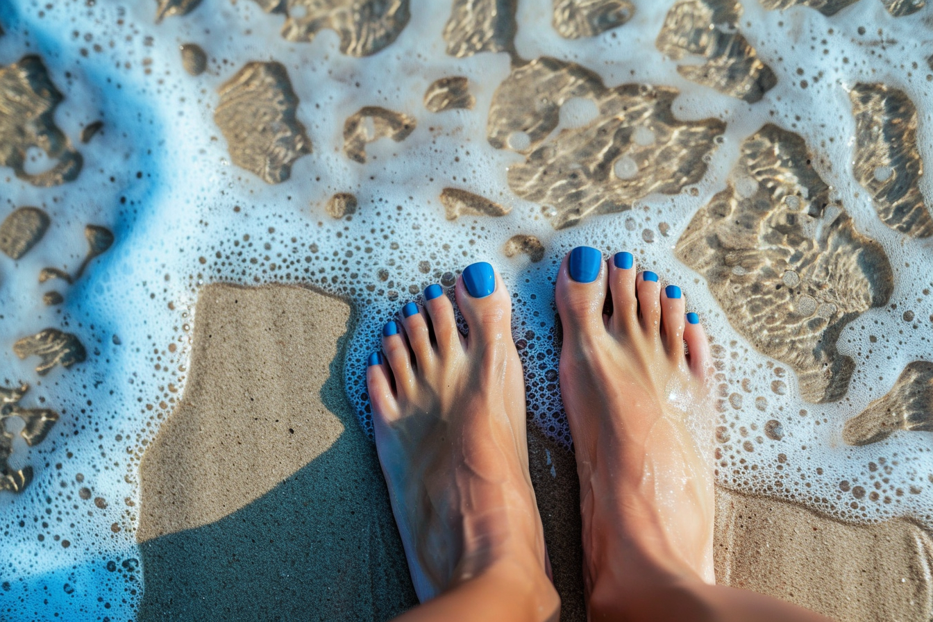 vernis pieds bleu cobalt
