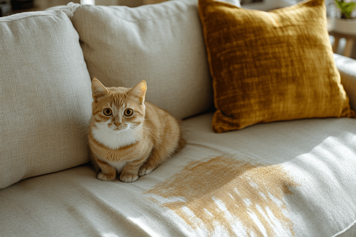 Enlever odeurs pipi de chat sur canapé : les bons reflexes