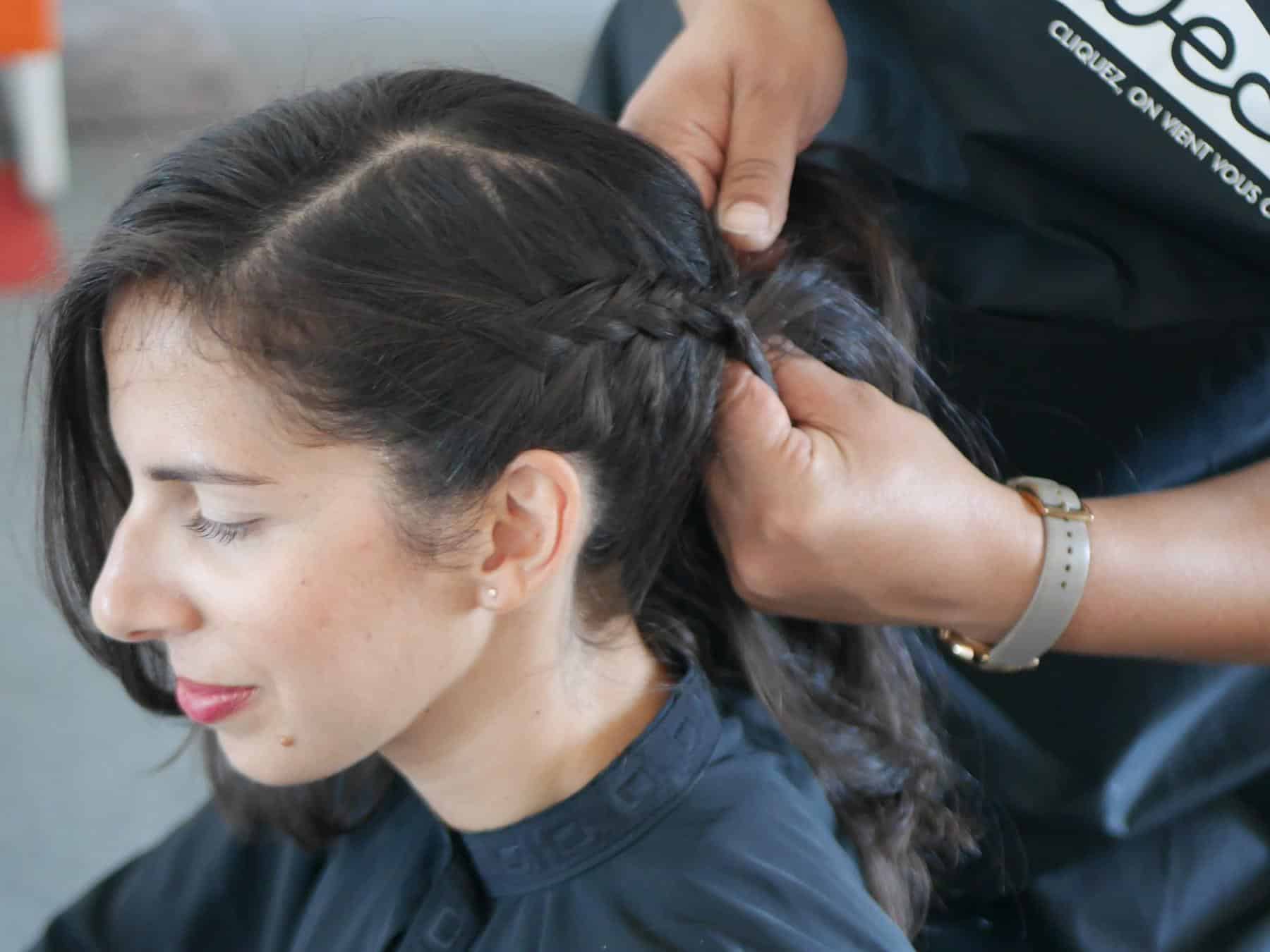 chignon tresse avec un coiffeur professionnel