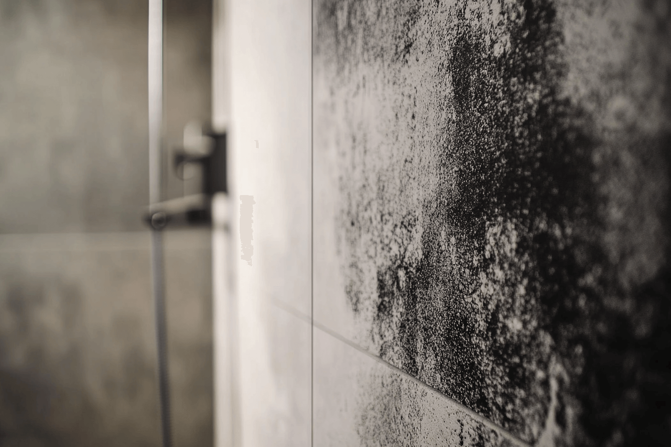 Tâche de moisissure dans une douche 