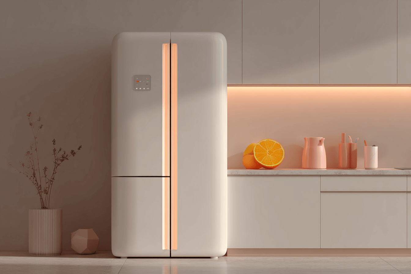 Visuel d'un frigo posé dans une cuisine